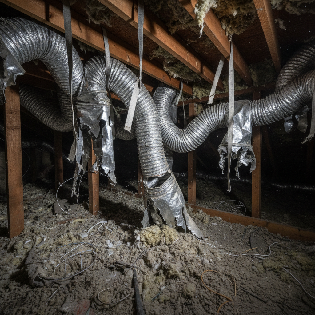 Damaged HVAC Ductwork with Leaks
