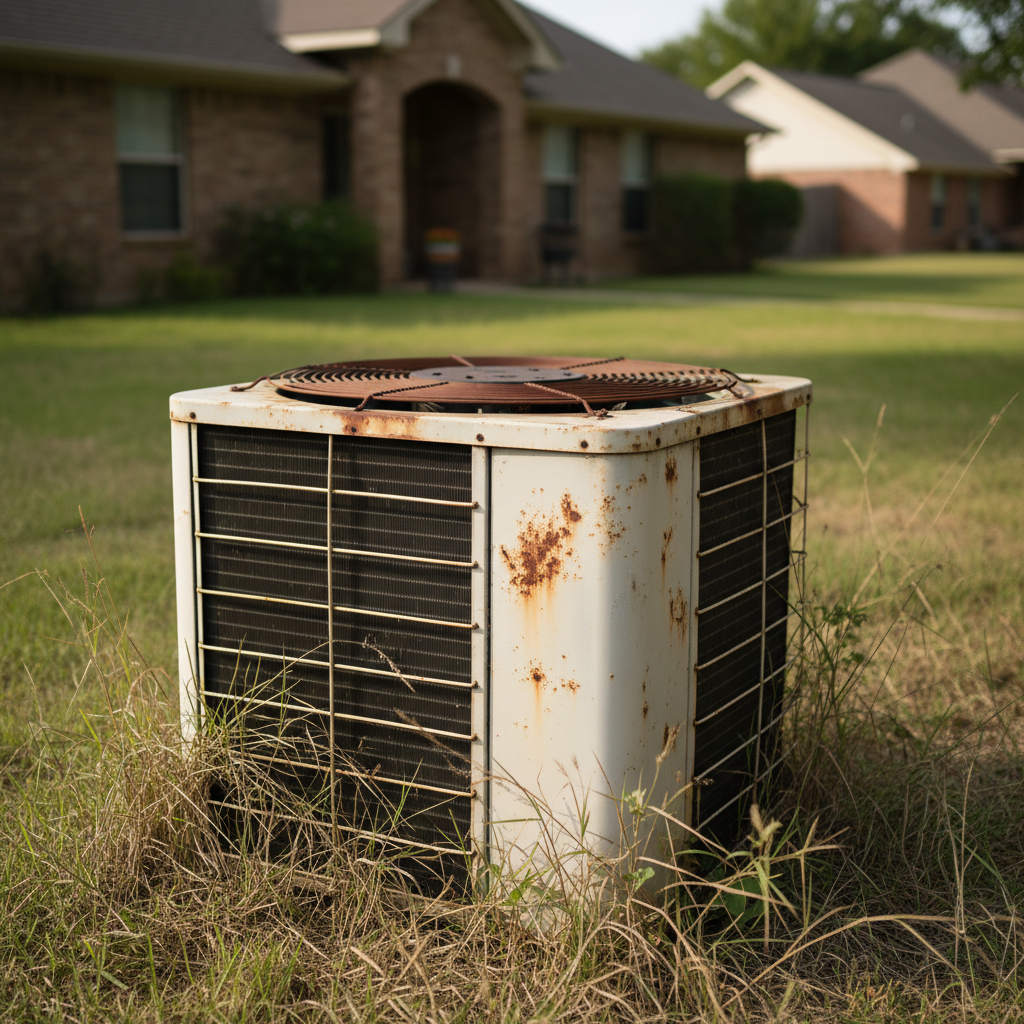 Old HVAC System - Weathered Outdoor Unit